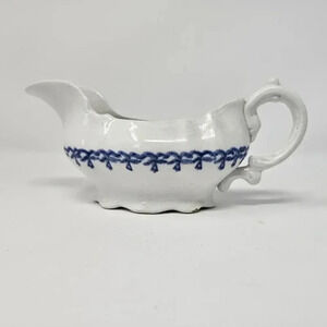 W. M. Co Arno Gravy Boat White Blue China Dish
